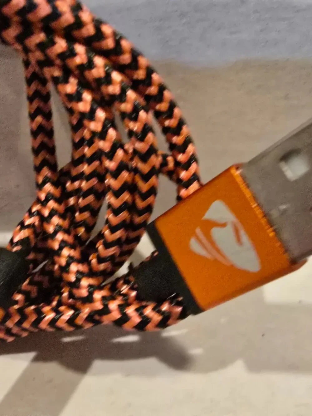 Braided Micro-USB Cable High-speed Charger Cord Orange and Black